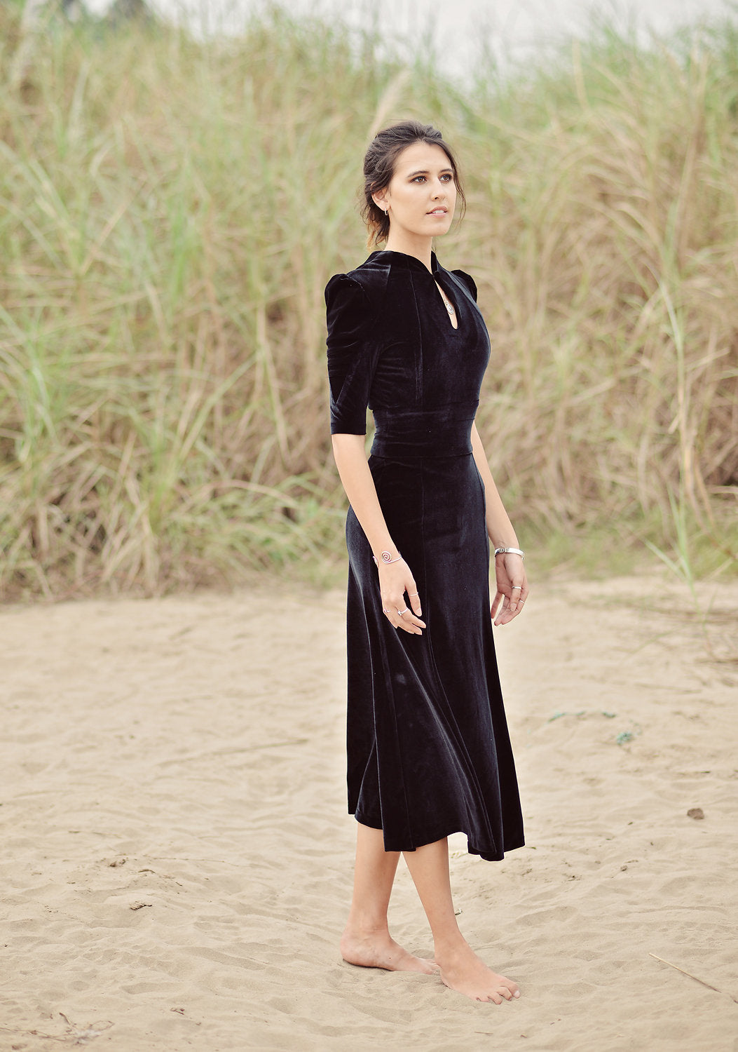 Velvet Vintage Style Dress - Women Velvet Dress - Velvet Formal Dress