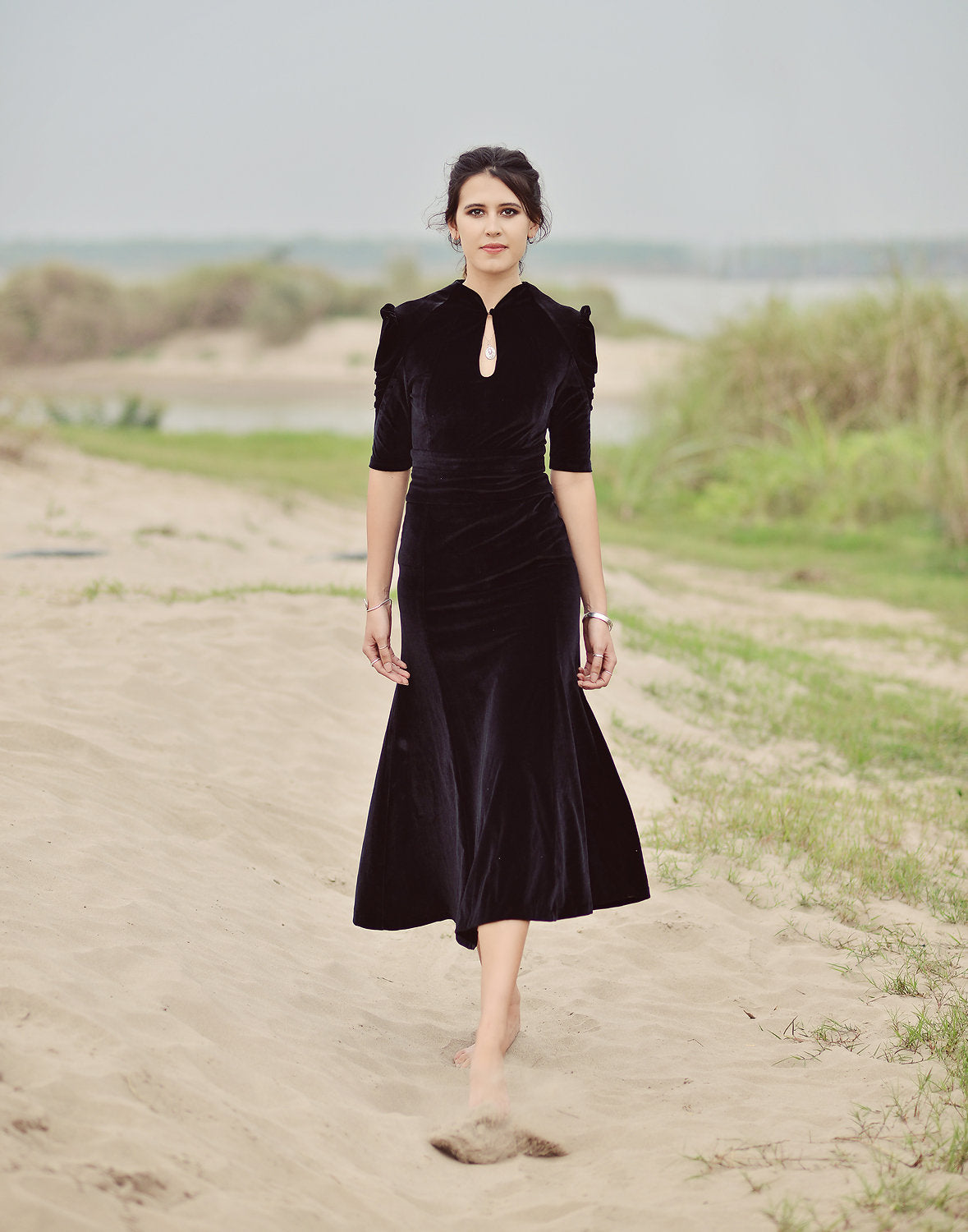 Velvet Vintage Style Dress - Women Velvet Dress - Velvet Formal Dress