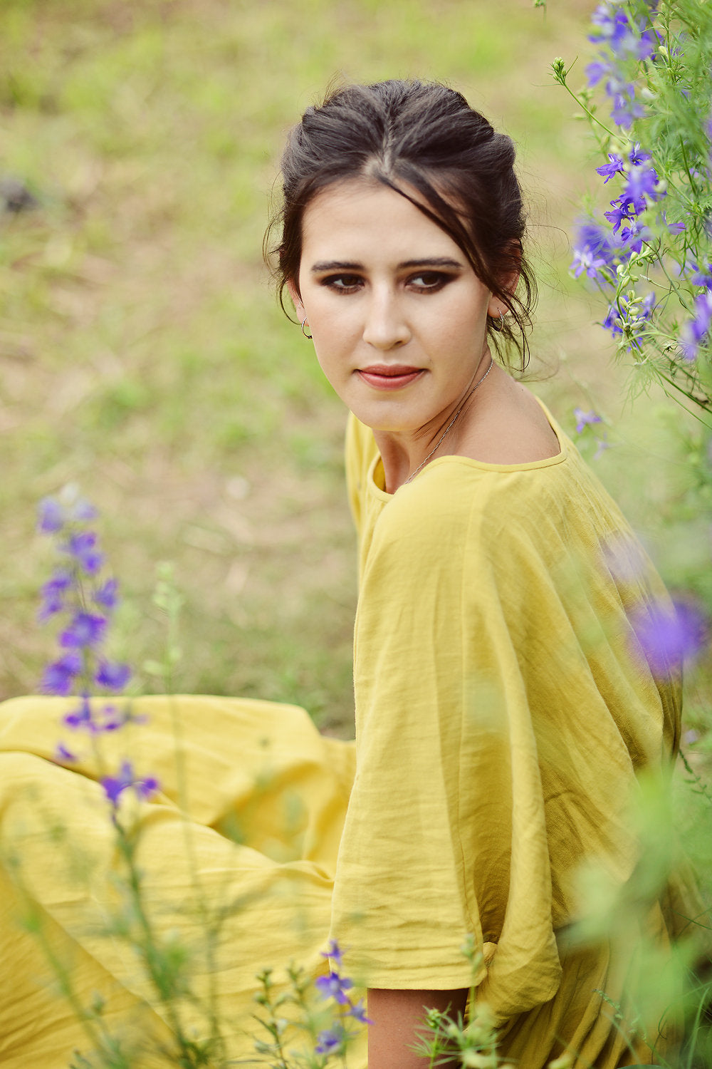 Linen Dress - Cotton Summer Dress - Women Midi Dress - Pleated Dress