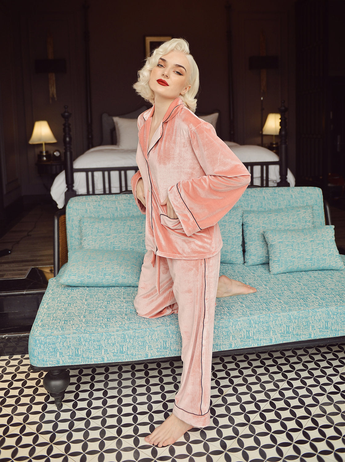 Long Sleeve Pajamas for Women - Winter Velvet Pajamas - Velvet Women PJs - Gift for Her