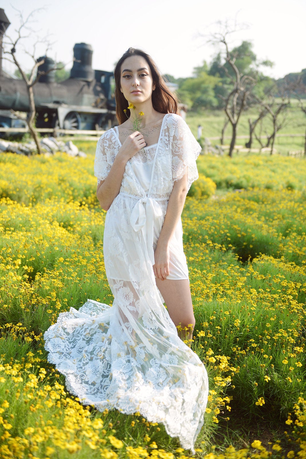 Long Lace Robe - Women Lace Robe - Bridal Lace Robe - Lace Robe for Bridesmaid - Lace Lingeries - Gift For Her
