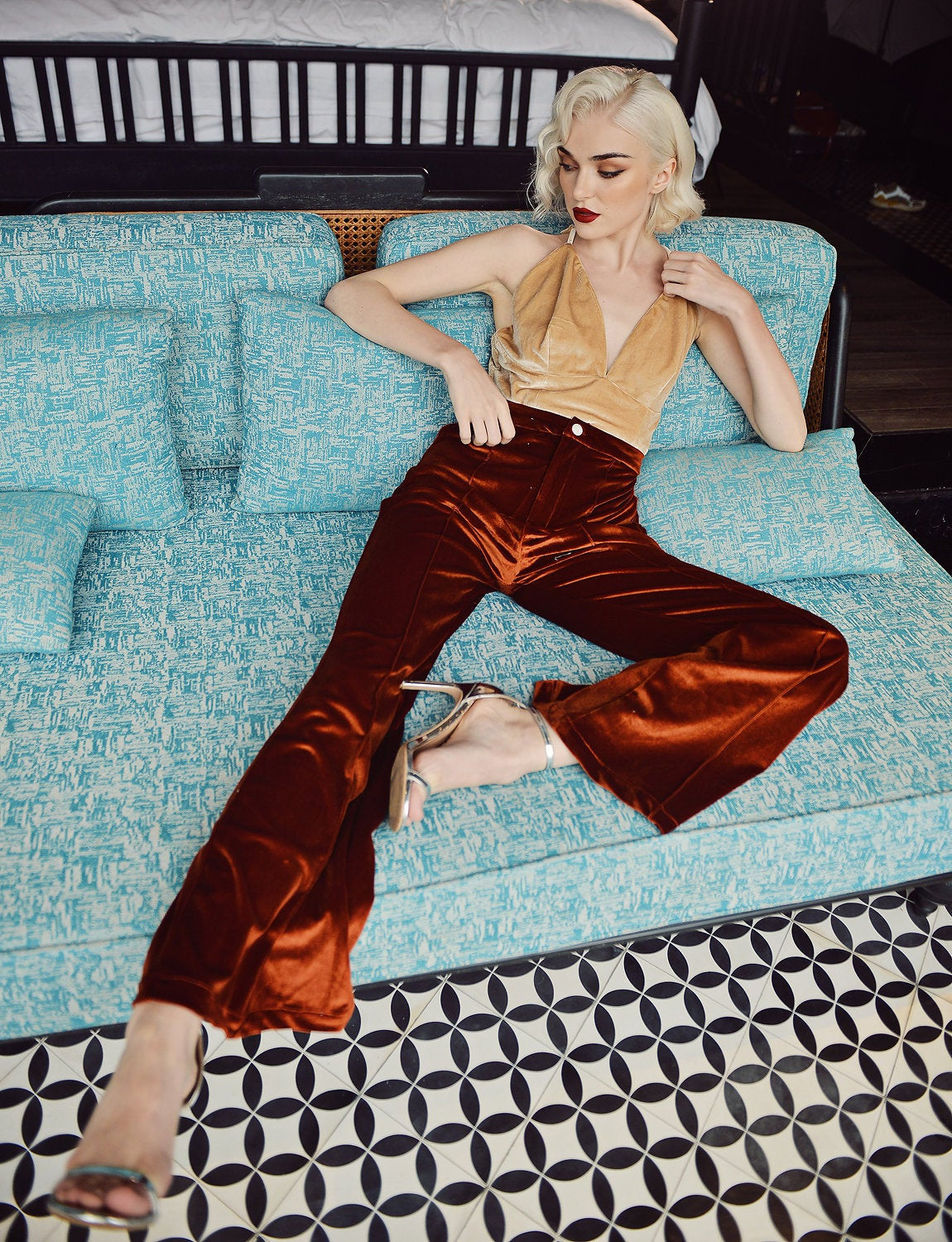 Flare Pants Velvet - Winter Bell Bottoms - High waisted Pants