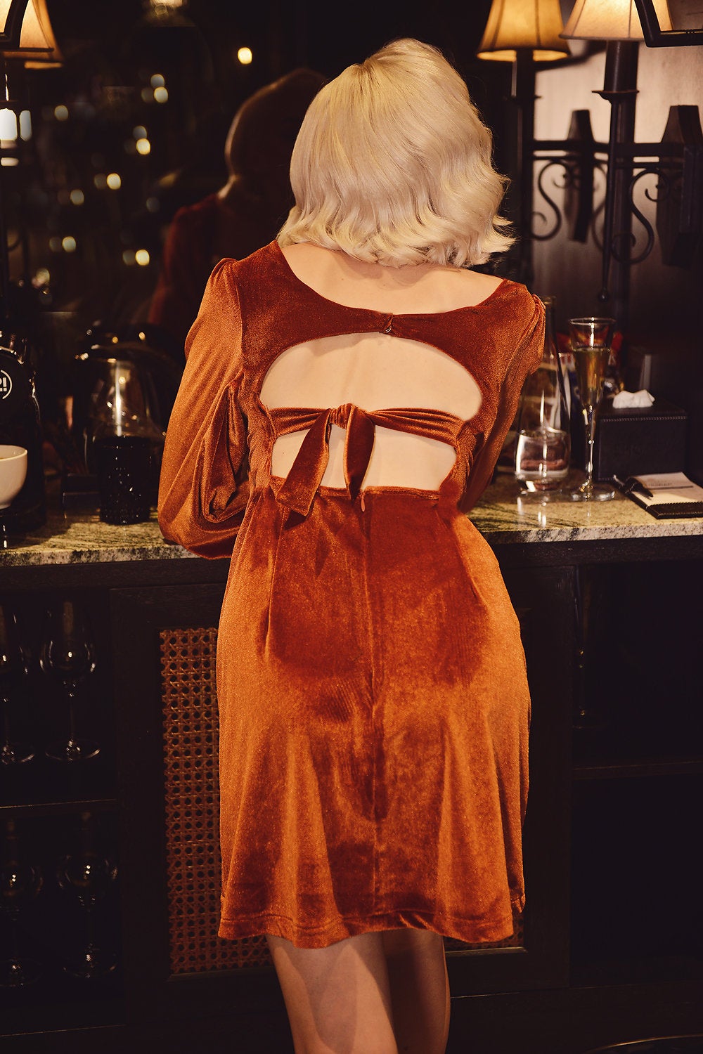 Short Velvet Dress - Xmas Party Dress - Christmas Velvet Dress