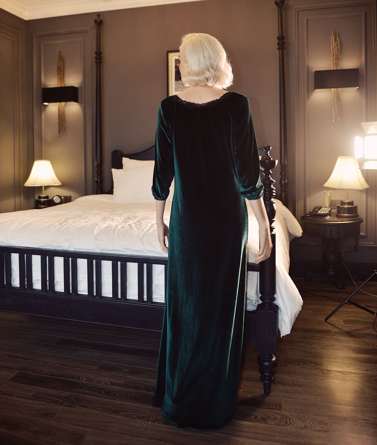 Long Velvet Dress - Women Sexy Gown - Sexy Classic Nightgown