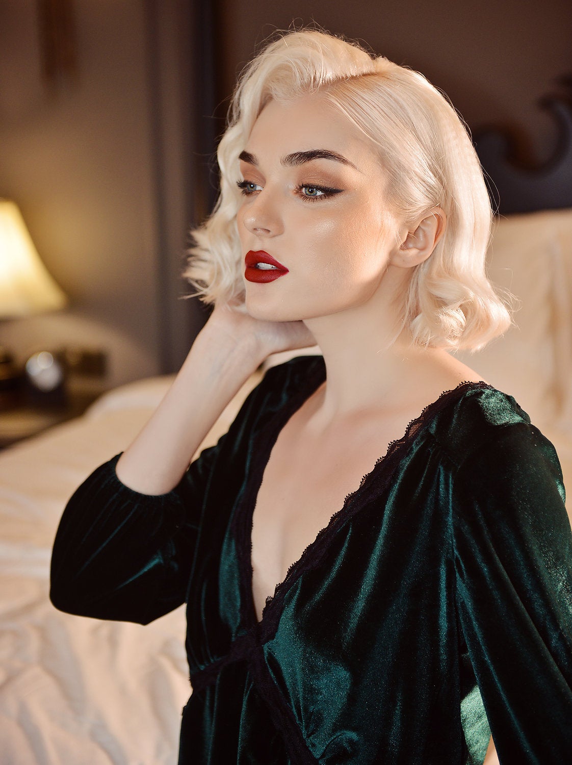 Long Velvet Dress - Women Sexy Gown - Sexy Classic Nightgown