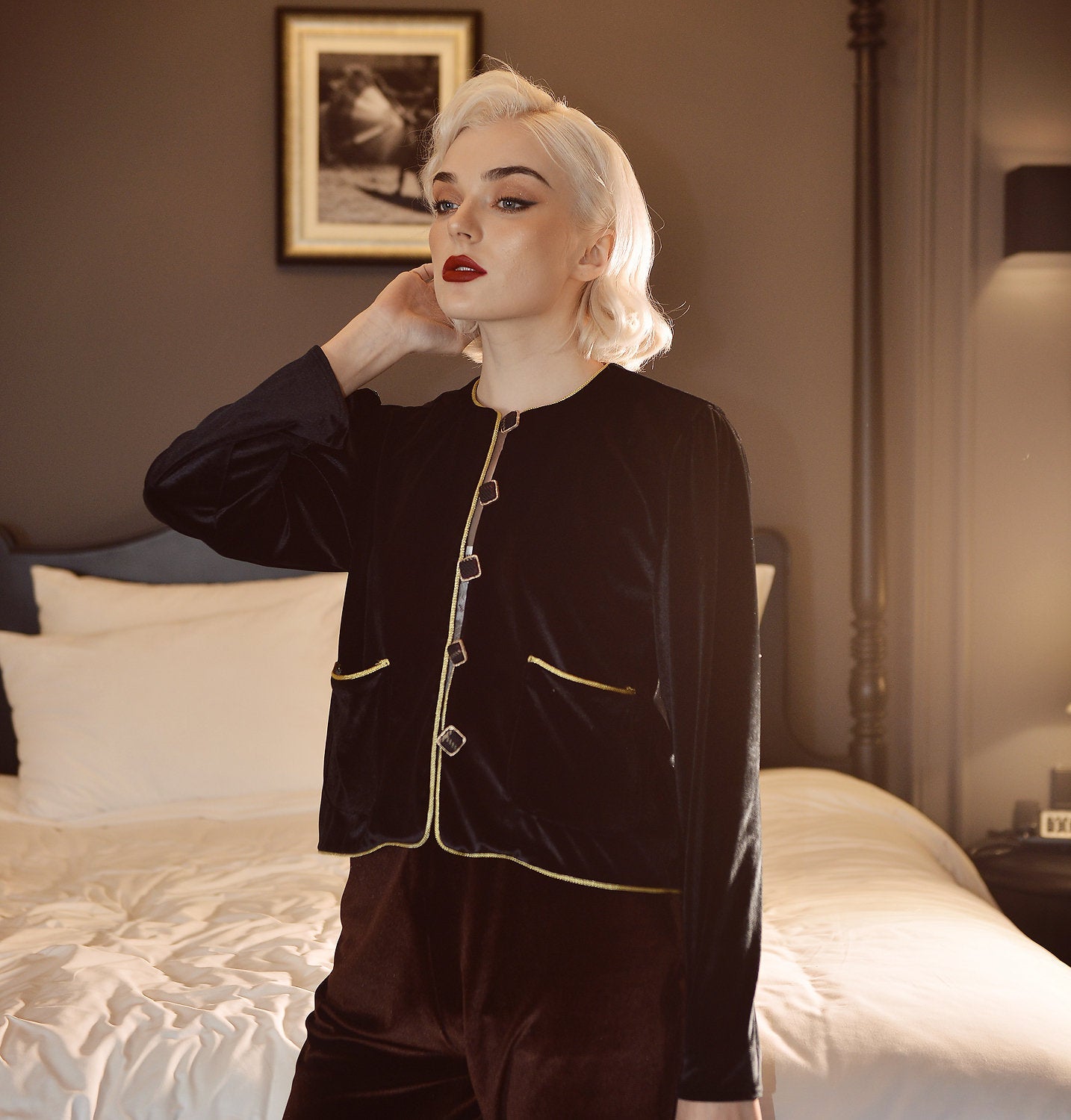 Velvet Blazer Suit - Women Short Blazer - Velvet Jacket for Women