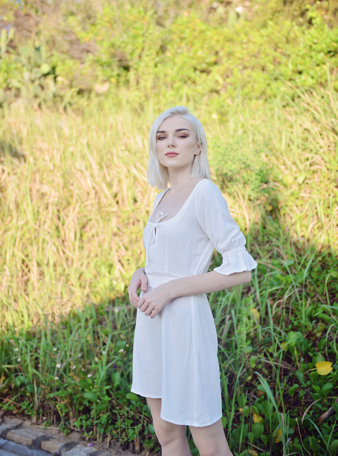 Short Linen Dress - Sleeves Linen Dress - Summer Cotton Dress - Organic Cotton