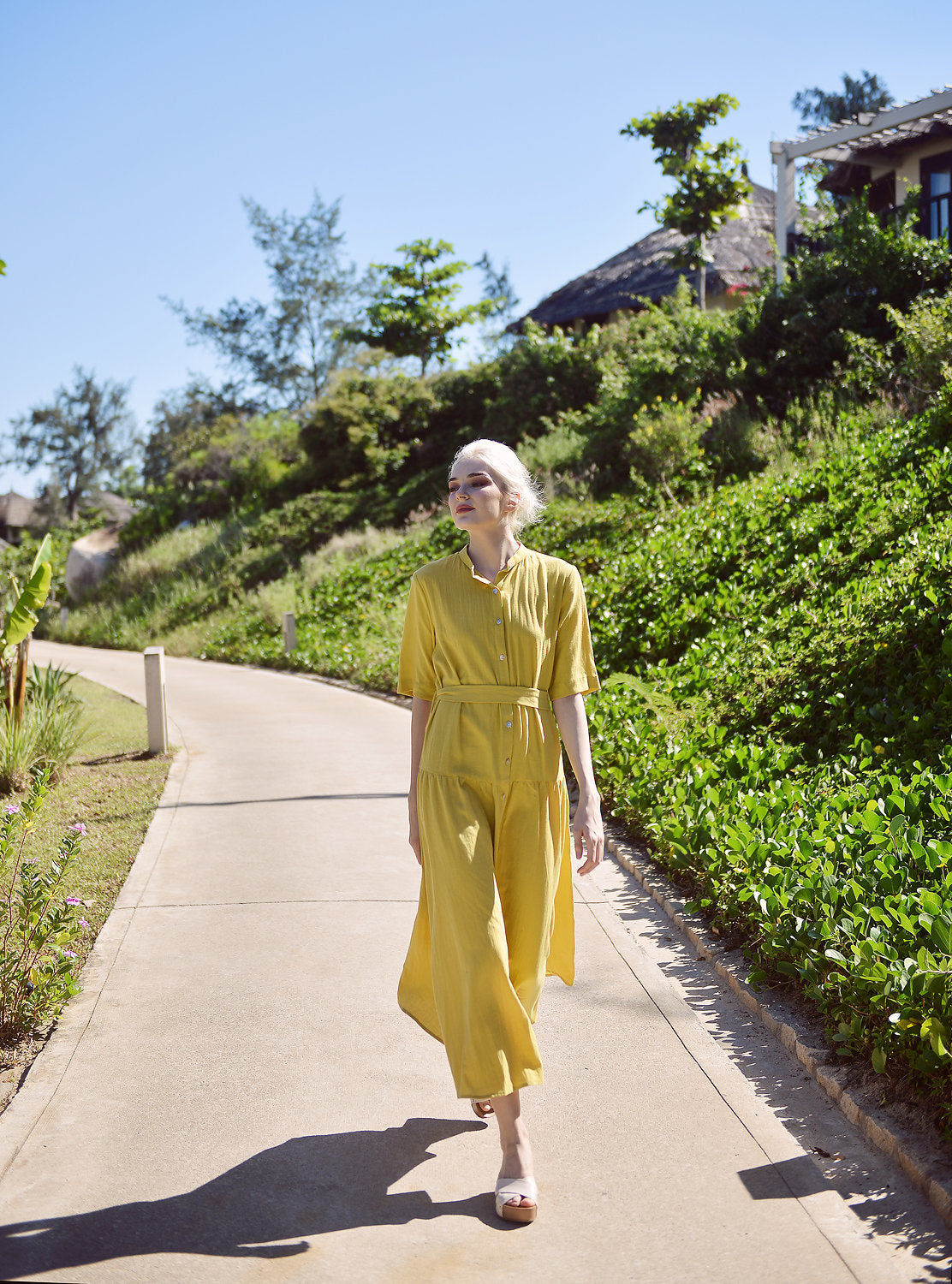 Cotton Dress - Summer Long Dress - Linen Dress for Women - Summer Linen Dress - Comfy Mid-calf Dress - Natural Fabric