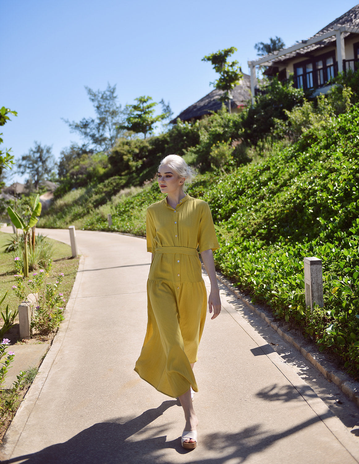 Cotton Dress - Summer Long Dress - Linen Dress for Women - Summer Linen Dress - Comfy Mid-calf Dress - Natural Fabric