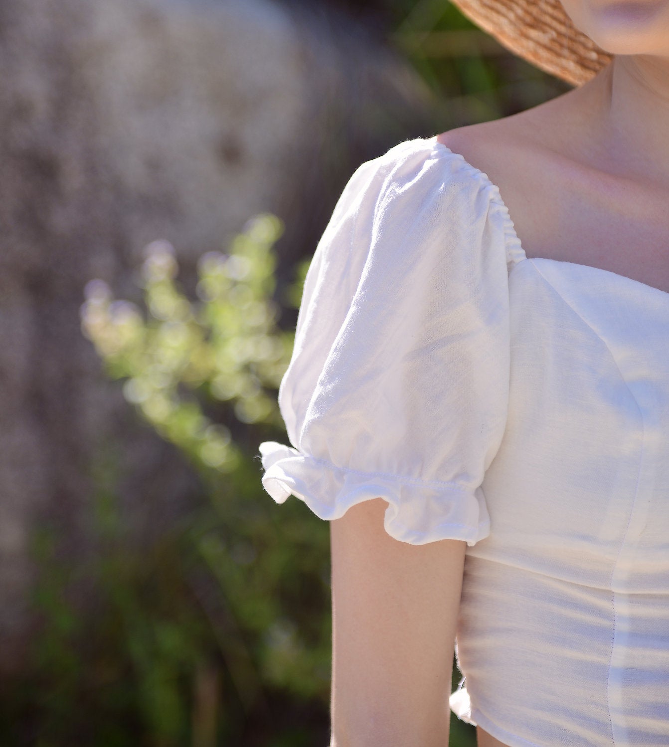 Linen Crop Top with Sleeves - Cotton Summer Top - Organic Cotton