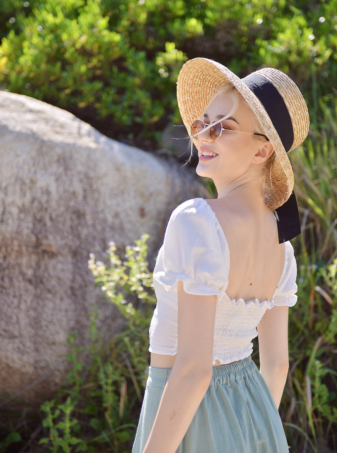 Linen Crop Top with Sleeves - Cotton Summer Top - Organic Cotton