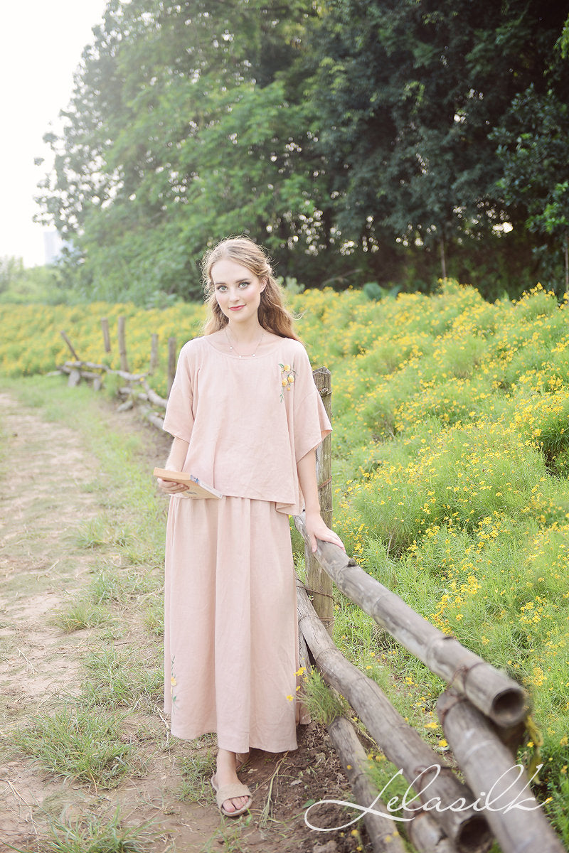 Long Linen Skirt - Women Summer Skirt - Loose Fit Skirt - Natural Clothing