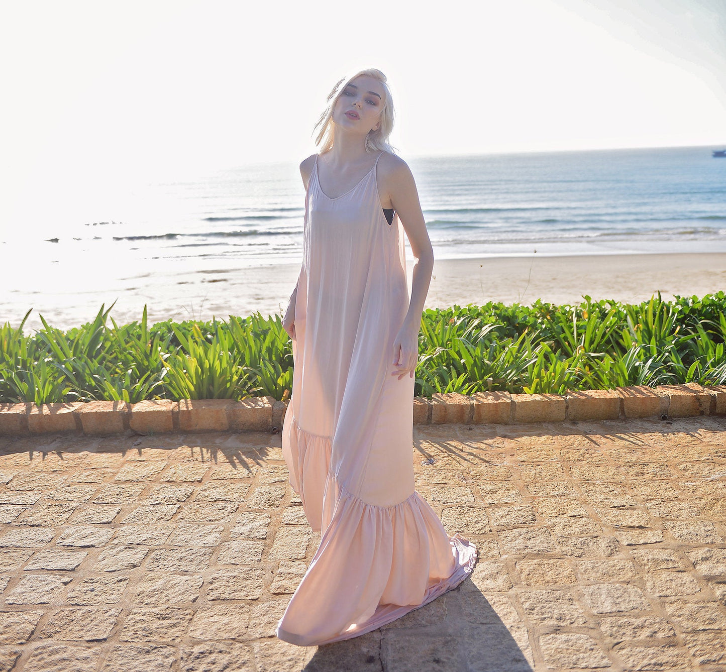 Low back Silk Dress - Summer Silk Dress - Silk Maxi Dress