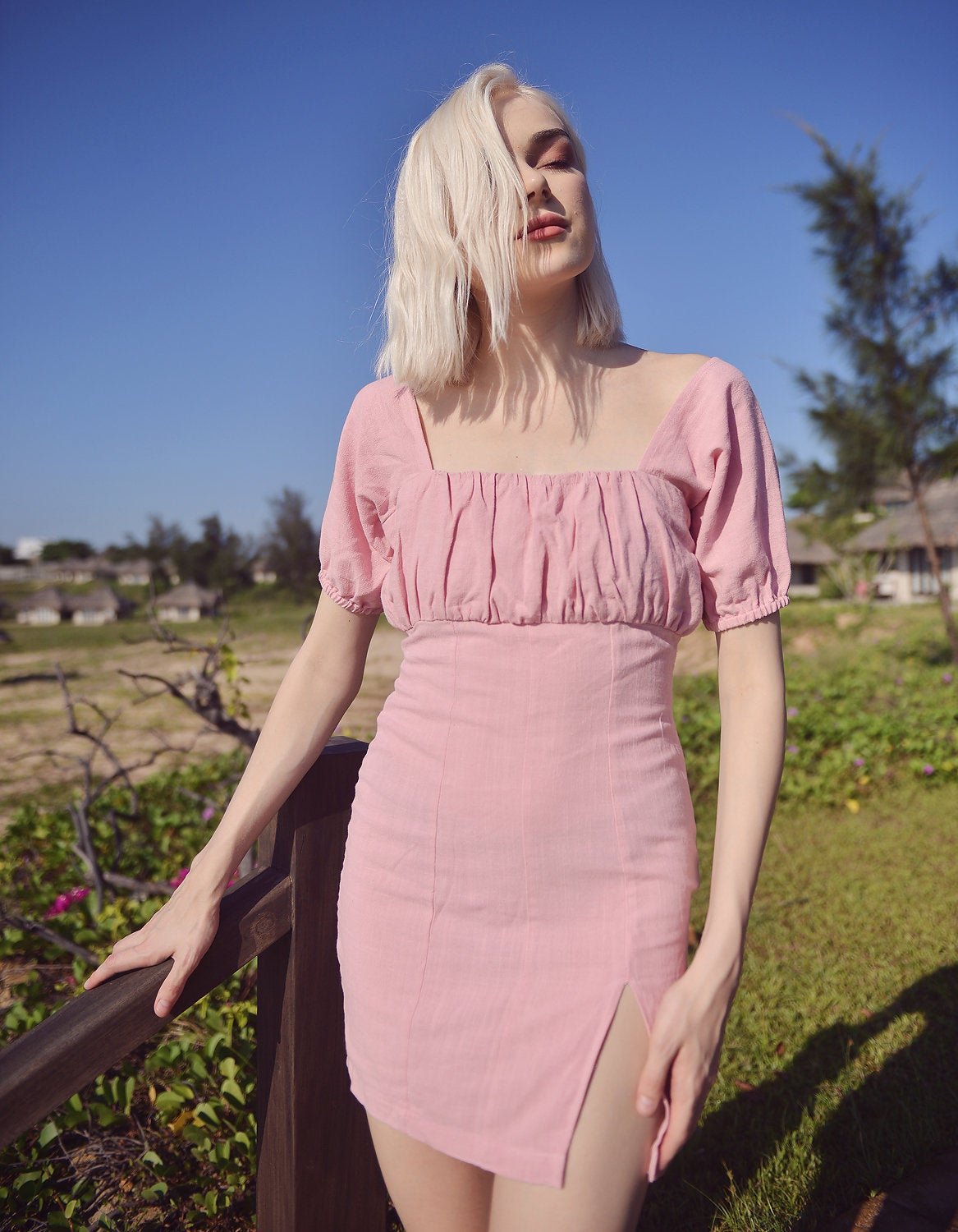 Linen Mini Dress - Linen Short Dress - Flax Summer Dress