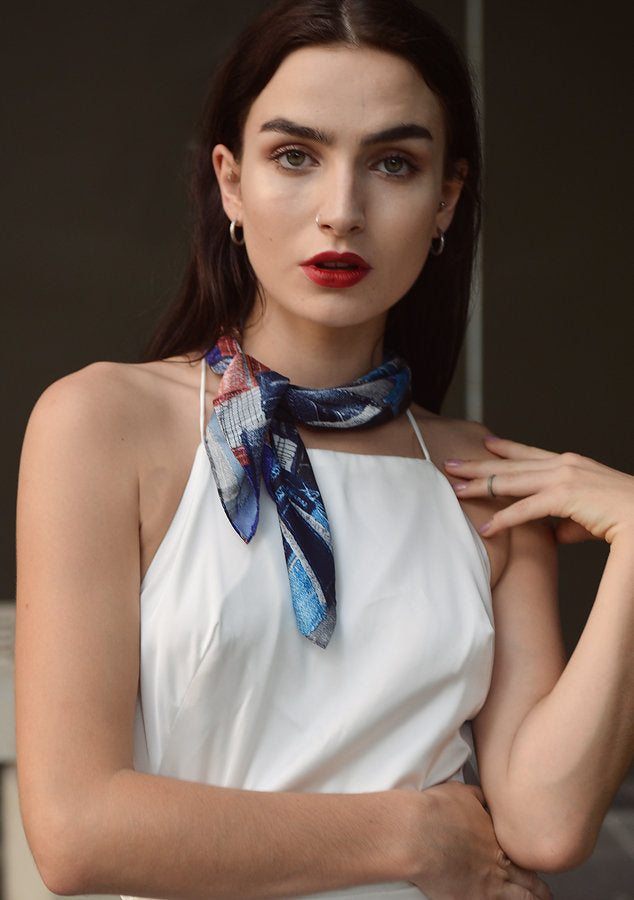 Silk Neck Scarf -Square Neck Scarf- Handmade Scarf Women- Hand Rolled Silk Scarf- Womens Silk Scarf- Scarf For Gift- Girlfriend Gift Ideas