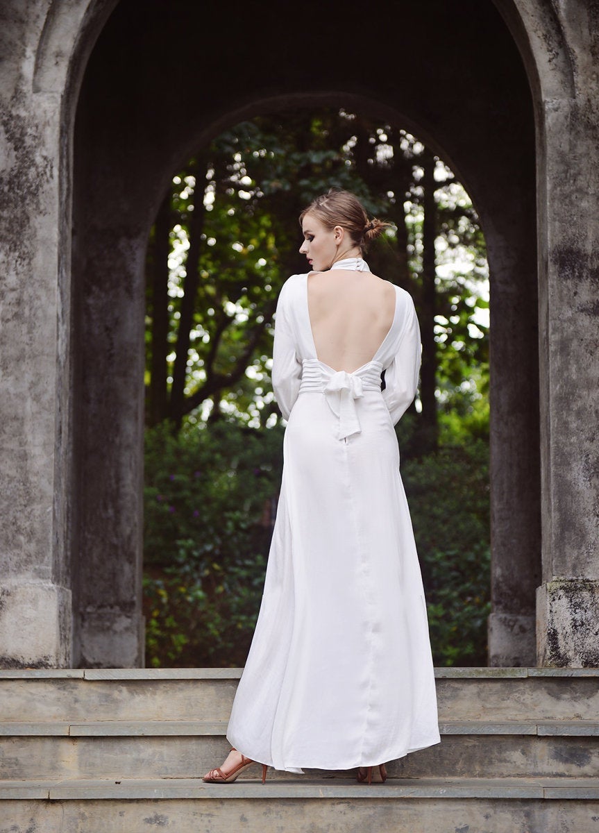 Classic Wedding Silk Dress - Wedding Guest Dress - Ivory Wedding Gown - Bridesmaids Silk Dress