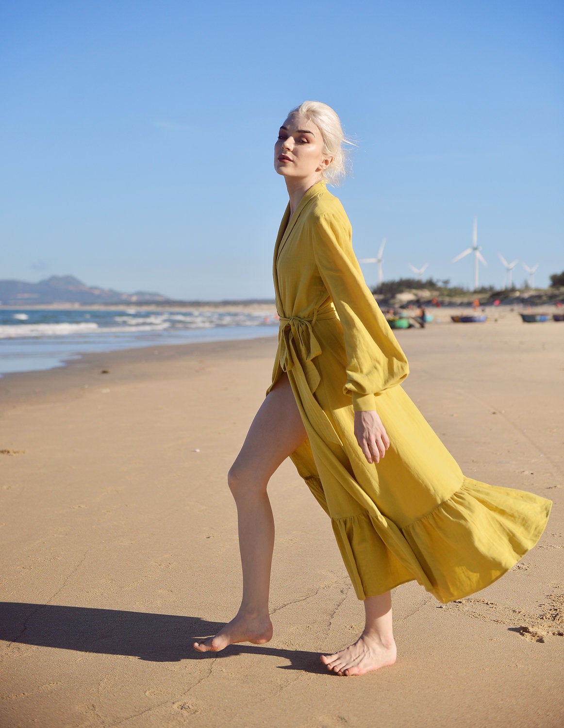 Linen Robe for Women - Linen Long Robe - Organic Cotton Women Robe