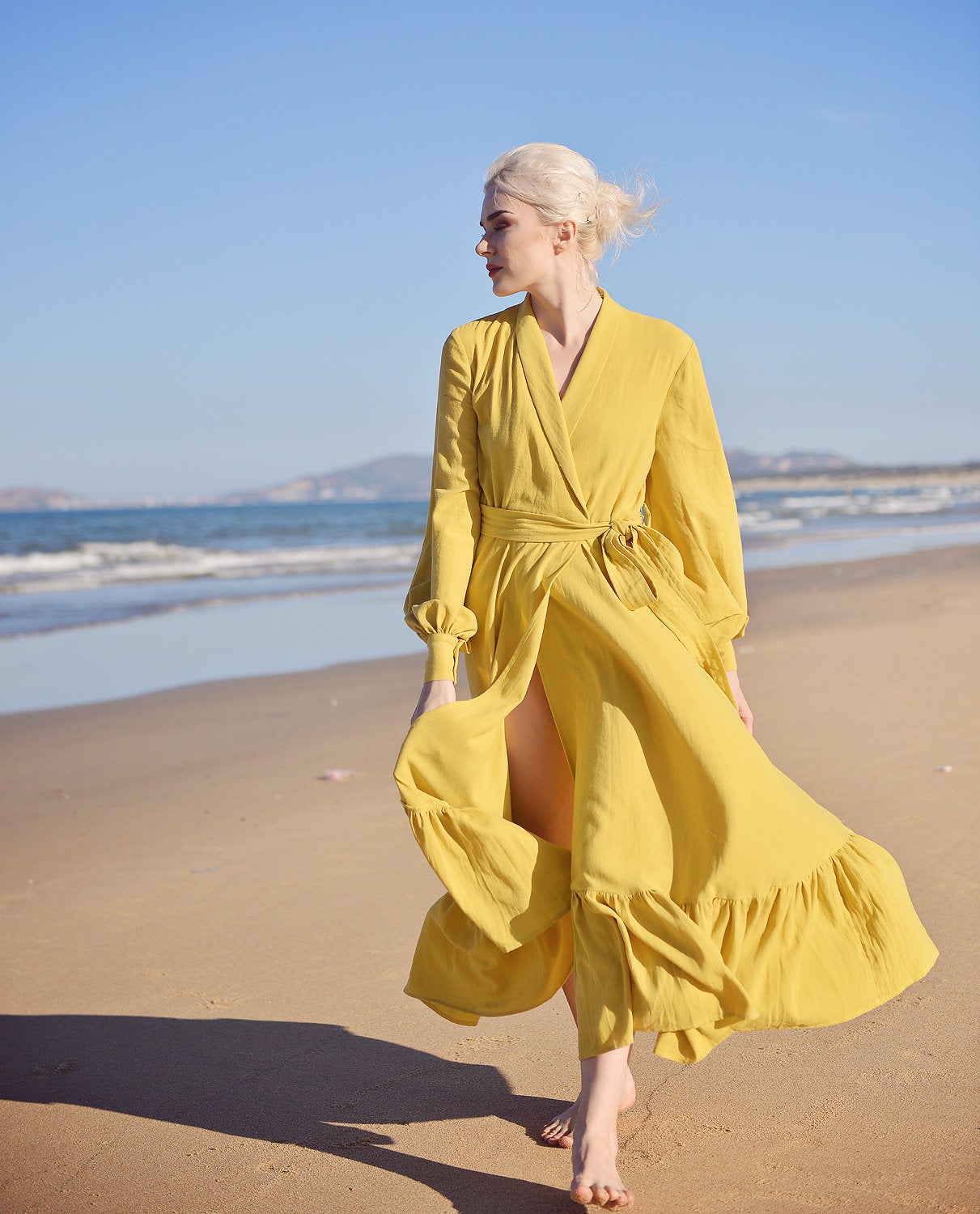 Linen Robe for Women - Linen Long Robe - Organic Cotton Women Robe