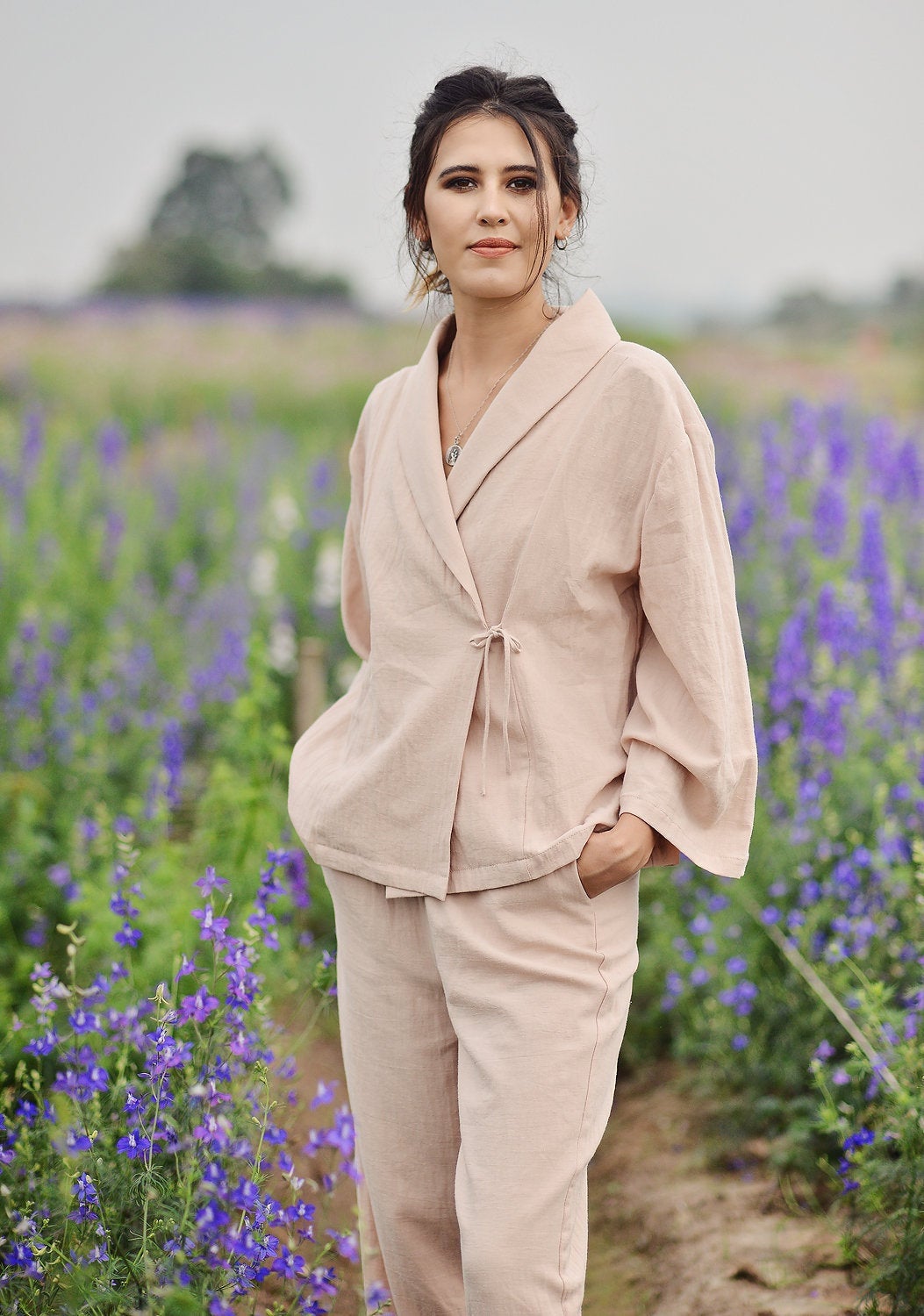 Cotton Kimono Pajamas Set - Women Cotton PJ's - Organic Cotton Homewear