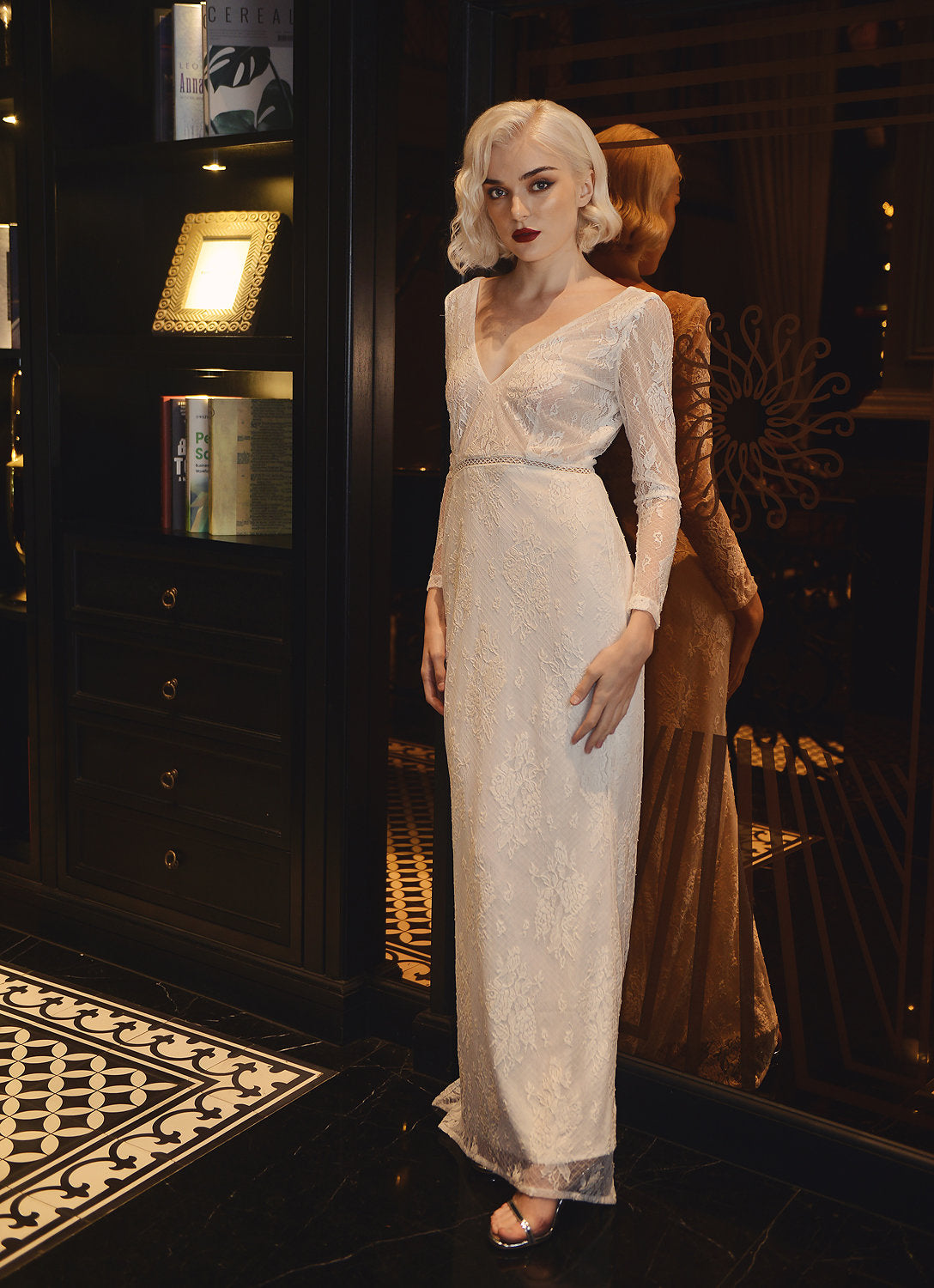 Lace Simple Bridal Gown - Lace Wedding Dress - Lace Mermaid Dress with Train