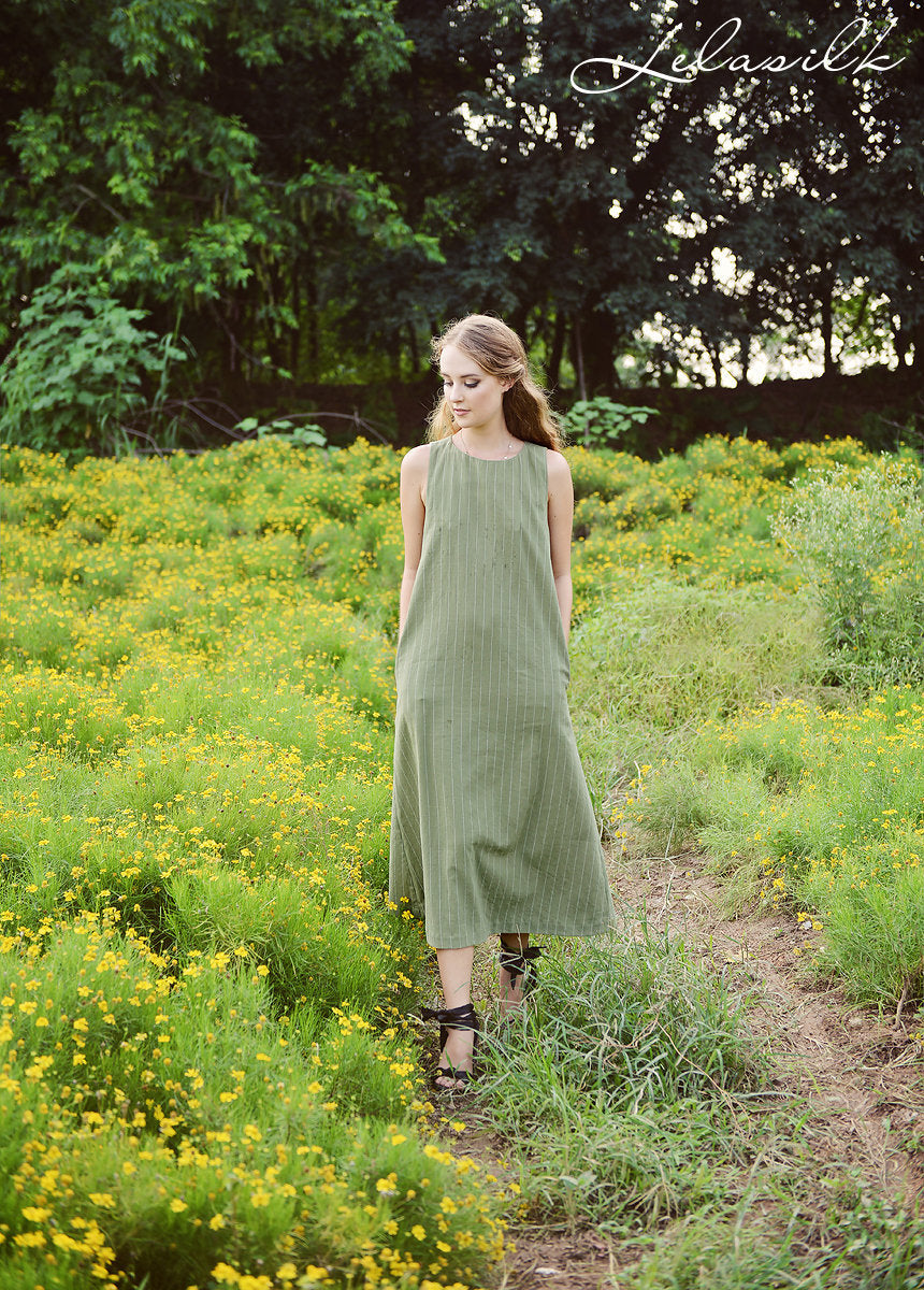 Sleeveless Linen Dress - Linen Slip Dress - Sleeveless Cotton Dress - Summer Midi Dress
