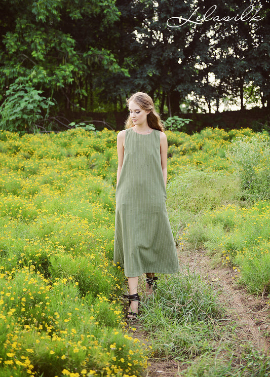 Sleeveless Linen Dress - Linen Slip Dress - Sleeveless Cotton Dress - Summer Midi Dress