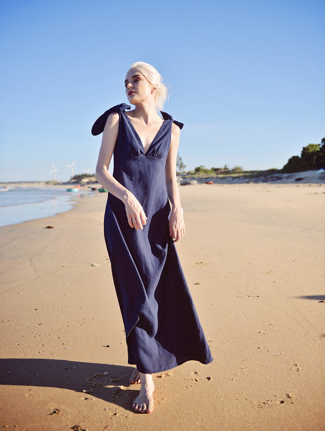 Linen Maxi Dress - Women Linen Dress - Summer Long Linen Dress
