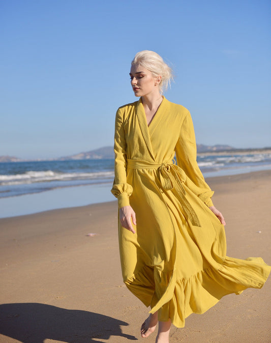 Linen Robe for Women - Linen Long Robe - Organic Cotton Women Robe