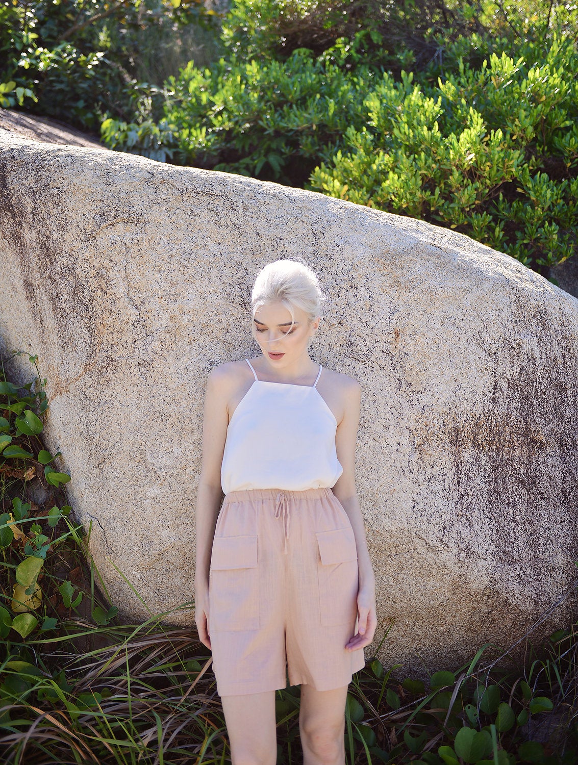 Women Linen Shorts - High-wasted Shorts -  Summer Shorts with Pockets - Organic Cotton Shorts