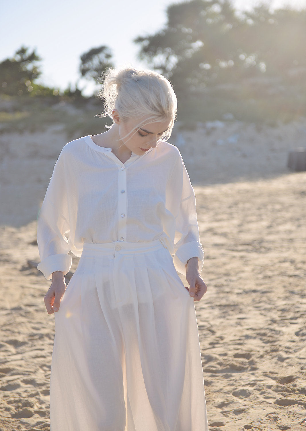 Linen Pajamas Women - Linen Cotton LoungeWear - Comfy Cotton Nightwear - Women Cotton Pjs