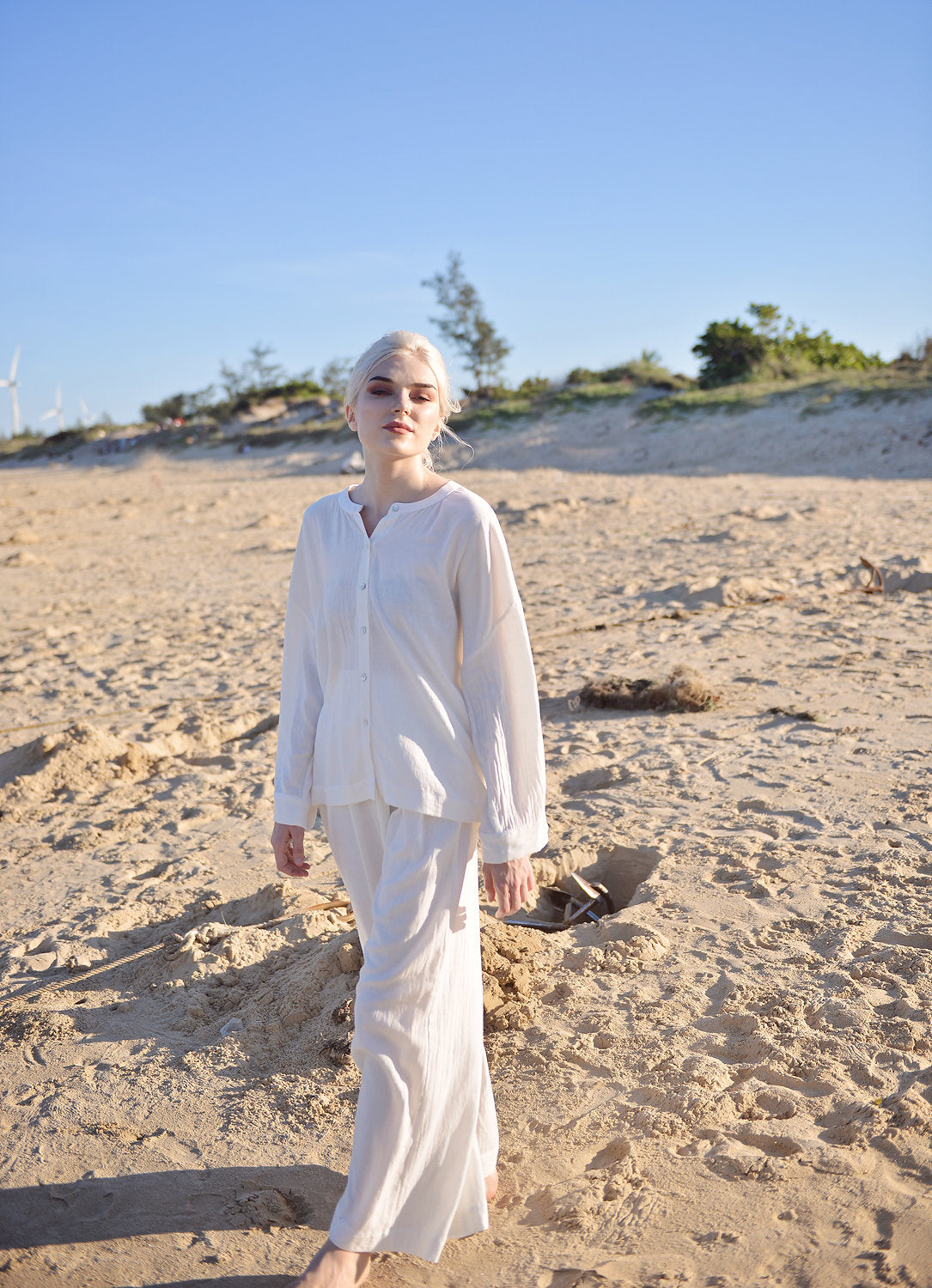 Linen Pajamas Women - Linen Cotton LoungeWear - Comfy Cotton Nightwear - Women Cotton Pjs