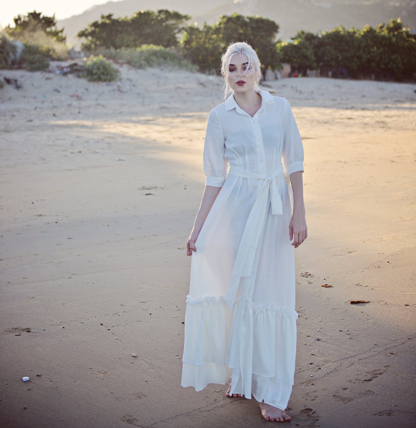 Maxi Linen Dress - Long Cotton Dress - Women Maxi Dress