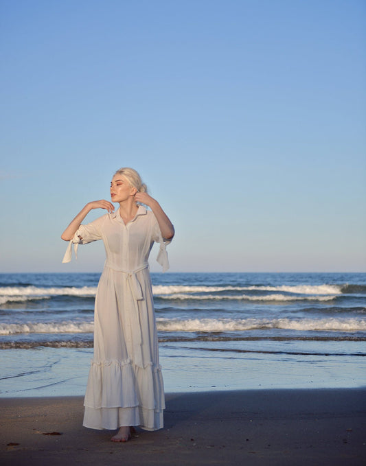 Maxi Linen Dress - Long Cotton Dress - Women Maxi Dress