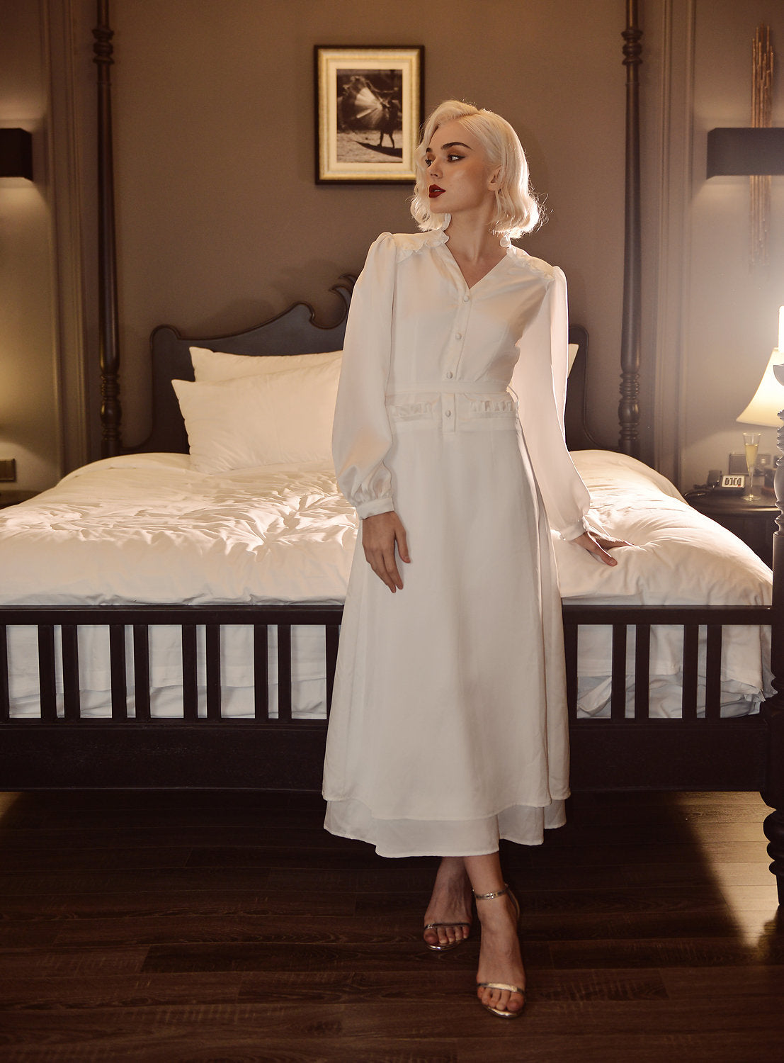 Midi Silk Dress - Simple Wedding Dress - Midi Bridal Gown - Minimalist Wedding