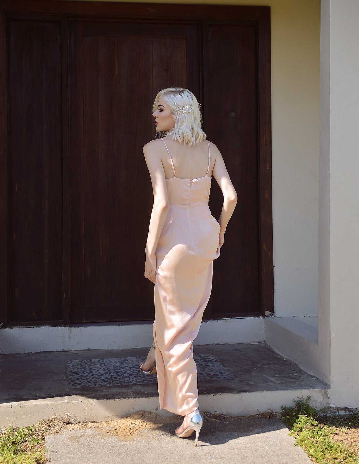 High Slit Silk Dress - Silk Long Dress - Women Silk Dress - Wedding Classic Silk Dress