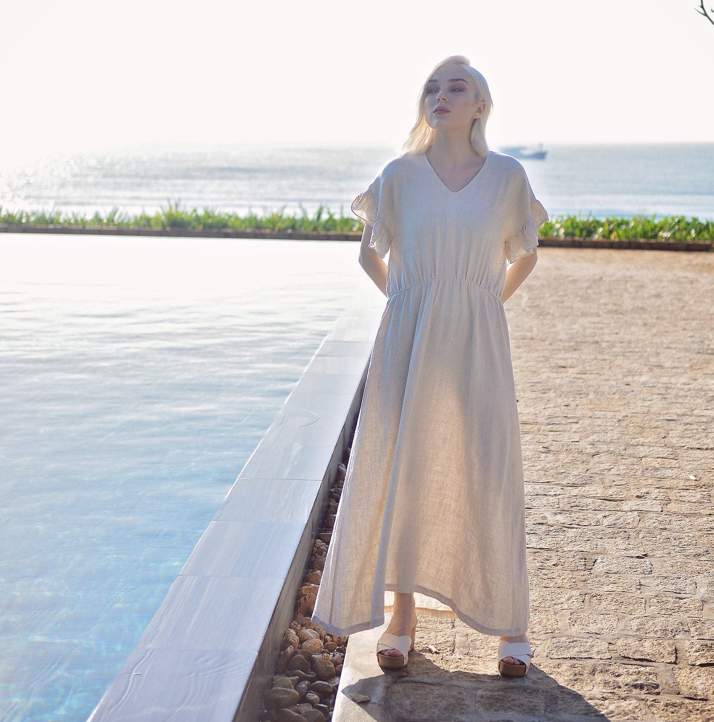 Linen Caftan Women - Women Linen Dress - Cotton Summer Dress - Natural Fabric