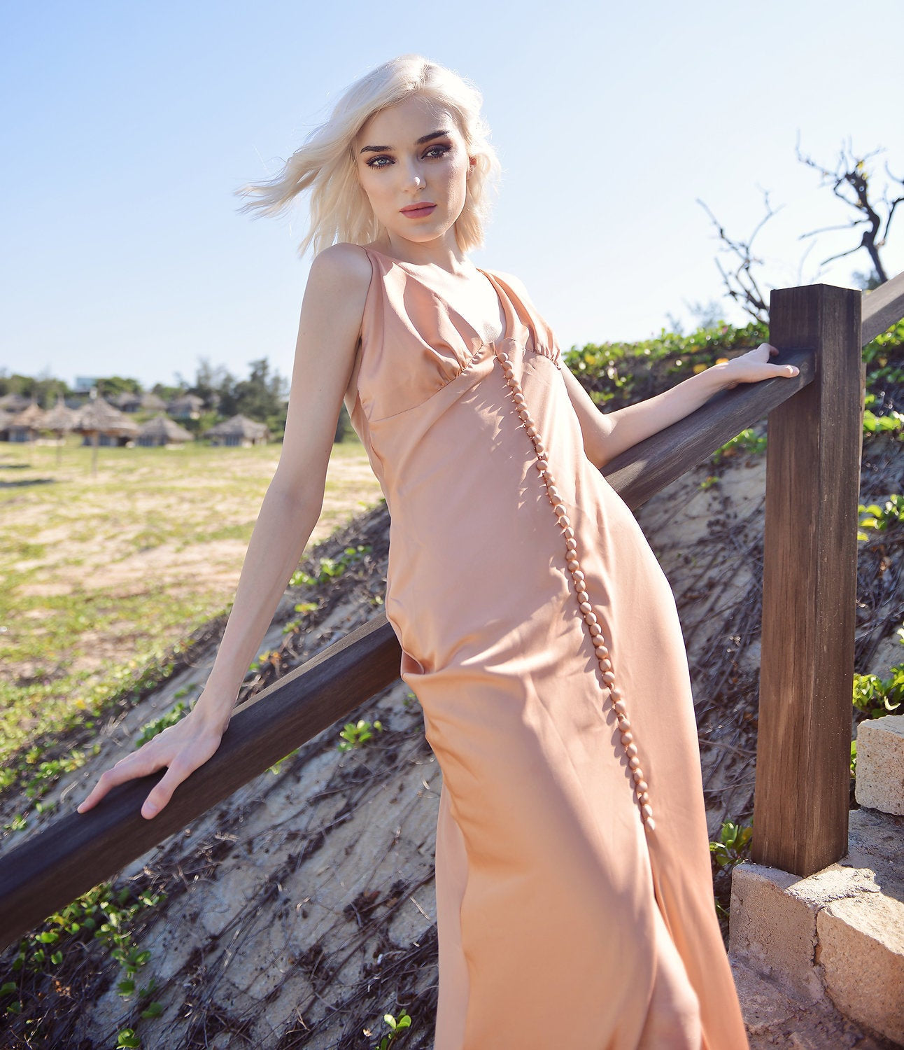 Silk Long Dress - Silk Button Dress - Silk Bridesmaids Dress