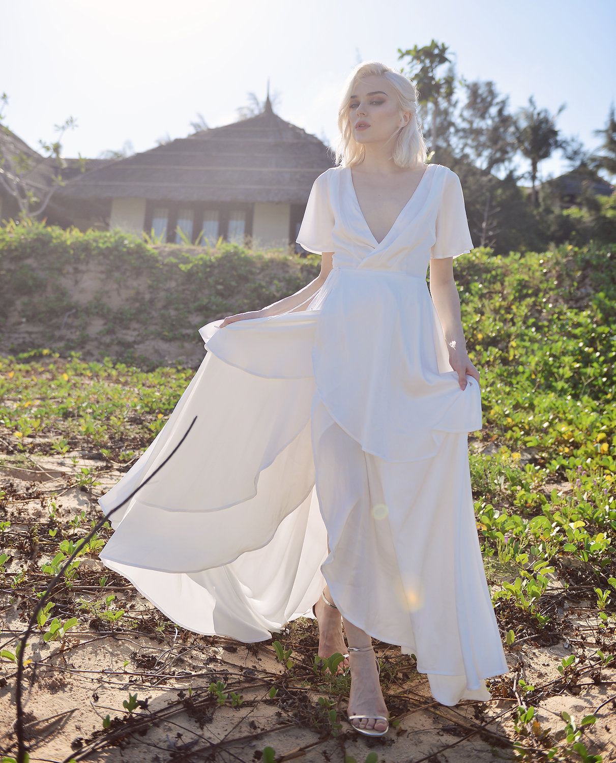 Silk Layered Bridal Gown - Silk Wedding Dress - Layered Silk Gown