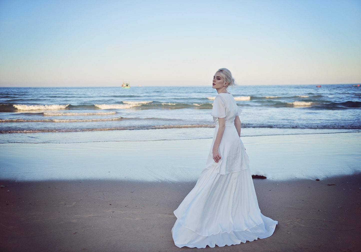 Silk Layered Bridal Gown - Silk Wedding Dress - Layered Silk Gown