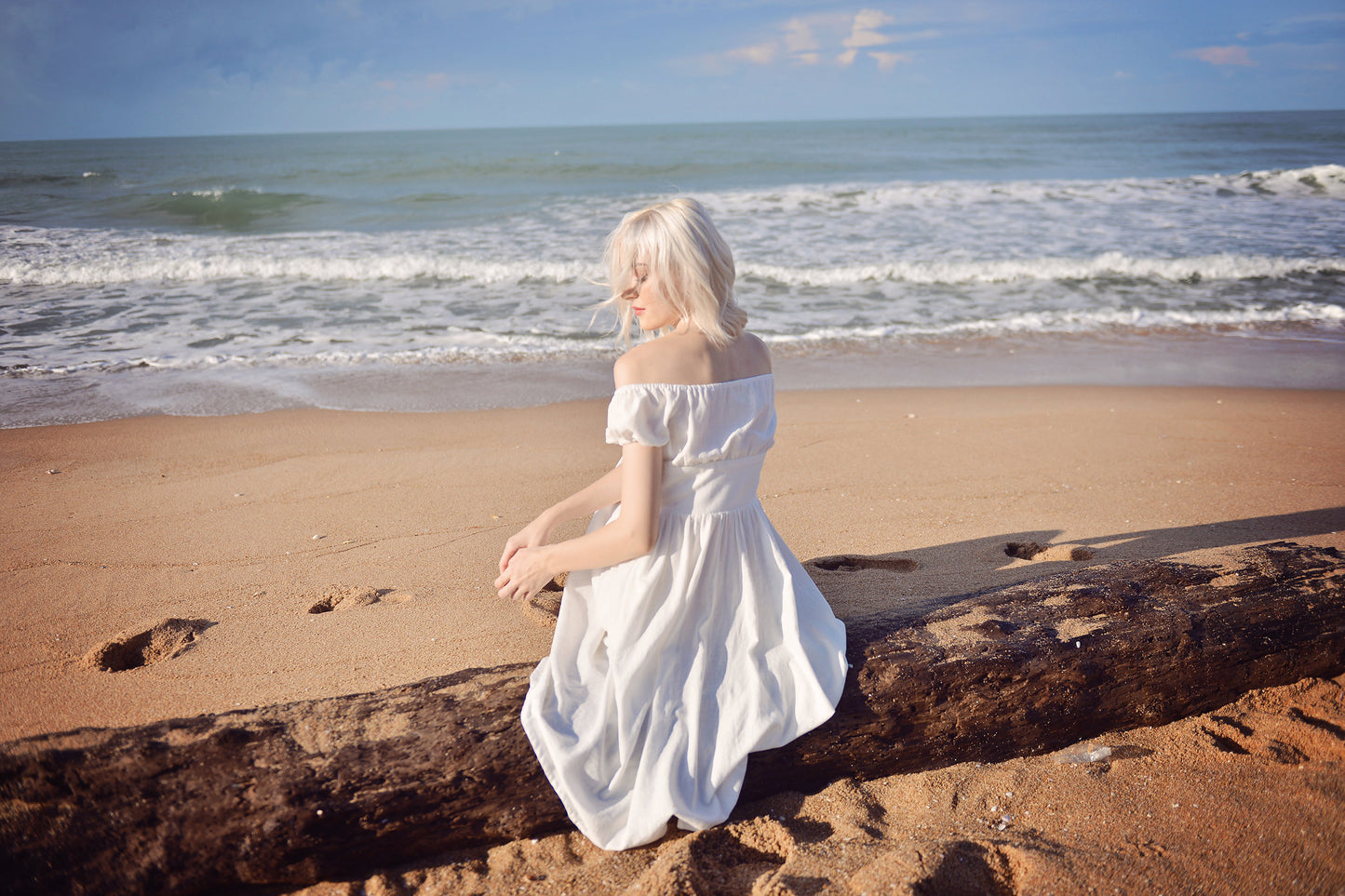 Layla Linen Beach Dress – Cottagecore Summer Midi Dress for Princesscore Aesthetic