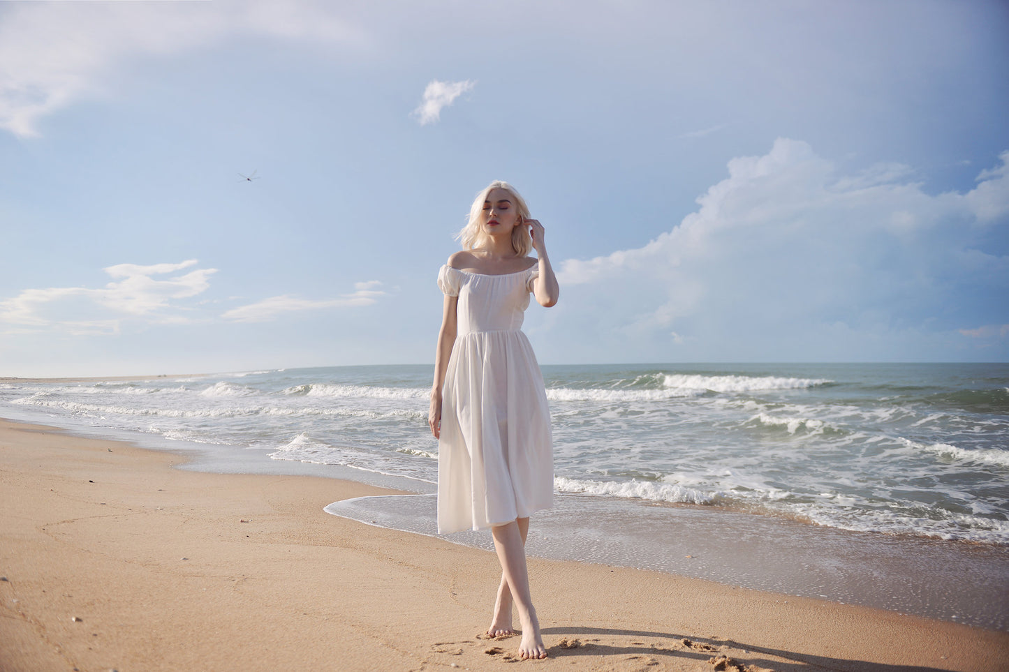 Layla Linen Beach Dress – Cottagecore Summer Midi Dress for Princesscore Aesthetic