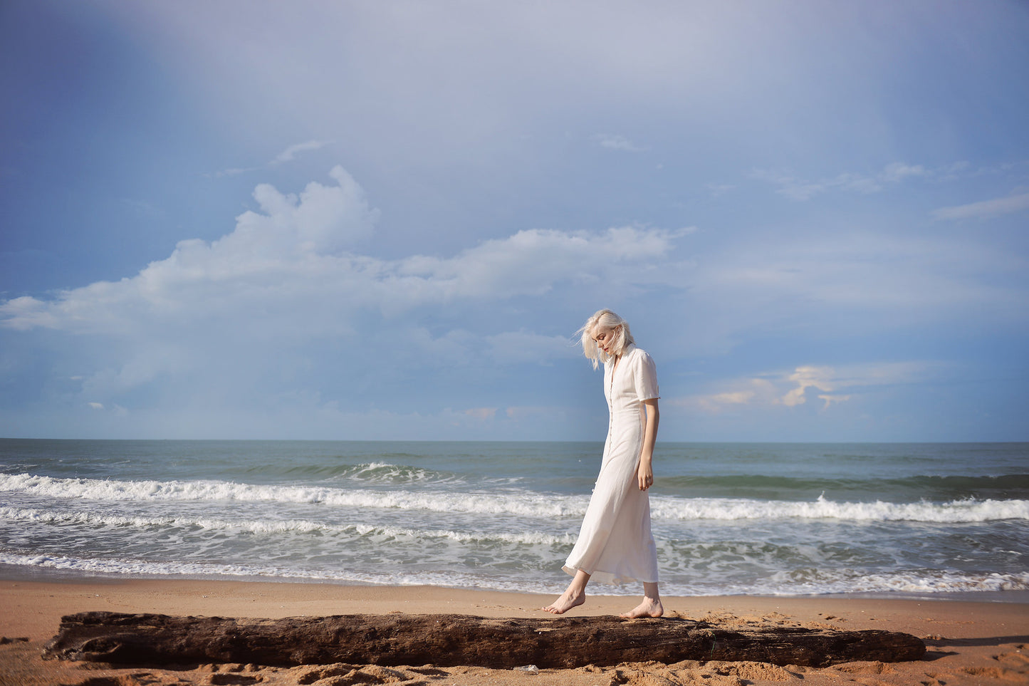 Sleeves Linen Long Dress - White Linen Dress - Organic Clothing - Long Cotton Dress - Wedding Guest Dress