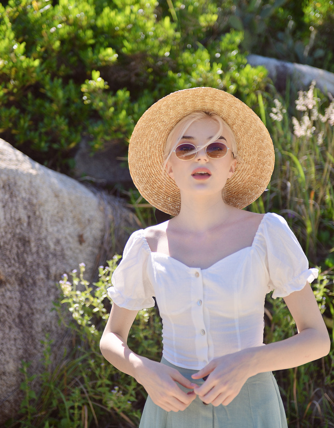 Linen Crop Top with Sleeves - Cotton Summer Top - Organic Cotton