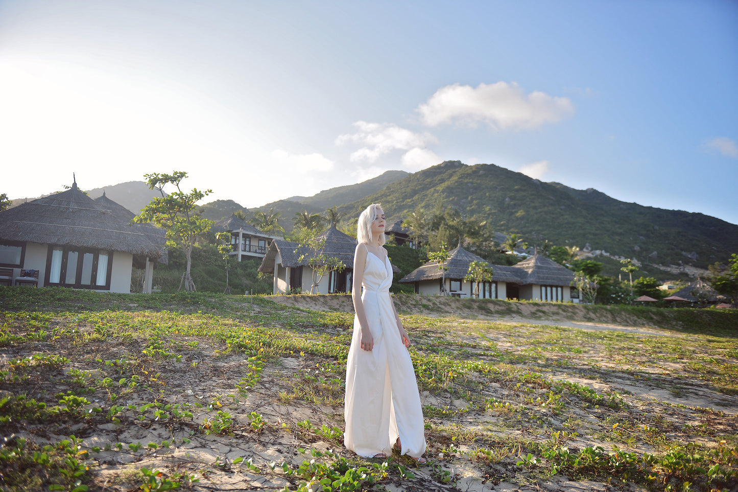 Vneck Wedding Dress Chapel Train - Silk Bridal Gown - Simple Wedding Dress