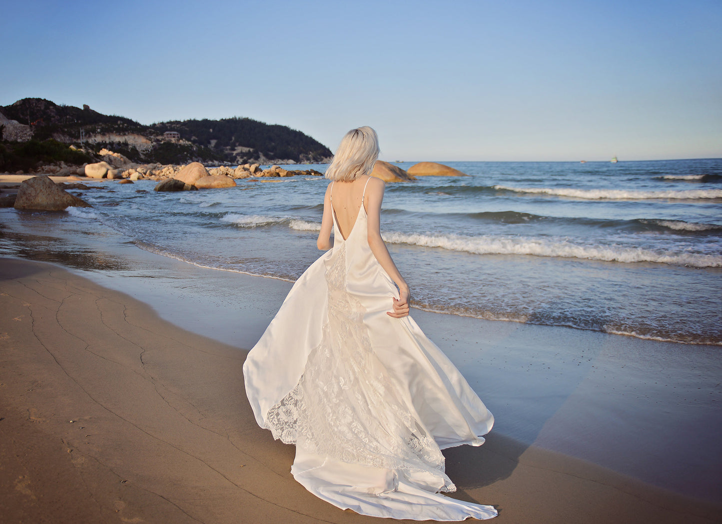 Lowback Wedding Dress - Openback Silk Gown - Silk Wedding Dress - Bridal Silk Gown