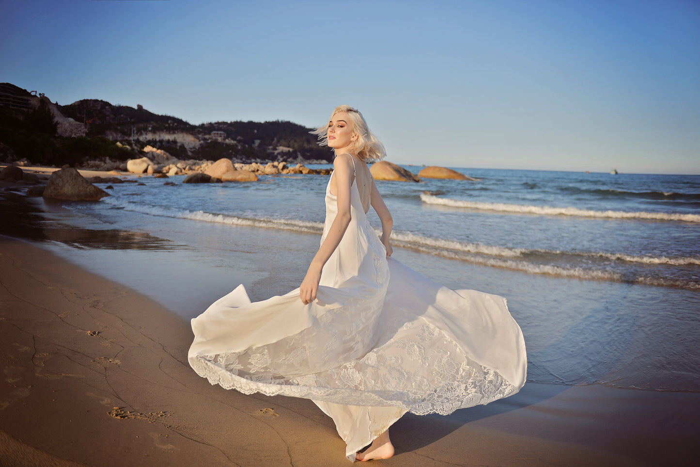 Lowback Wedding Dress - Openback Silk Gown - Silk Wedding Dress - Bridal Silk Gown