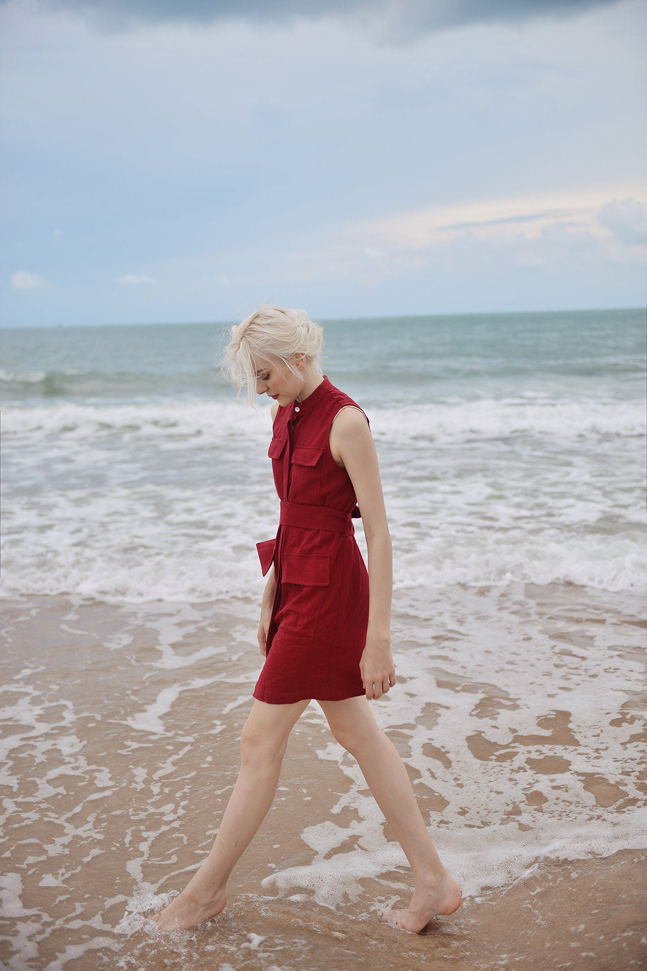Sleeveless Linen Dress - Linen Cotton Dress - Natural Fabric - Cotton Summer Dress