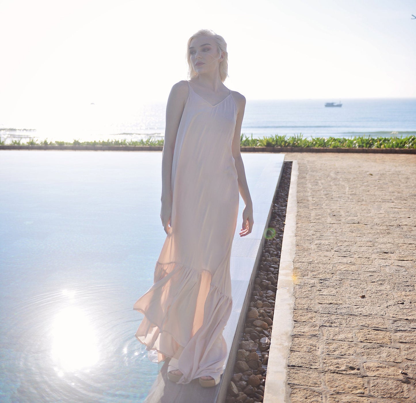 Low back Silk Dress - Summer Silk Dress - Silk Maxi Dress
