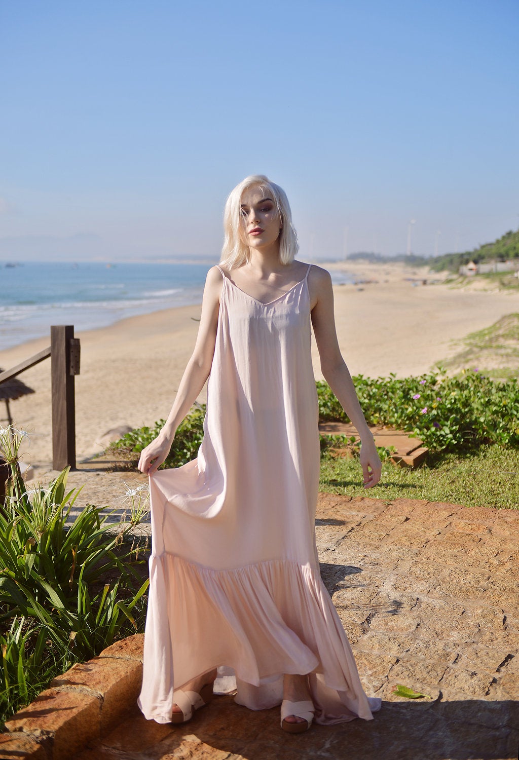Low back Silk Dress - Summer Silk Dress - Silk Maxi Dress