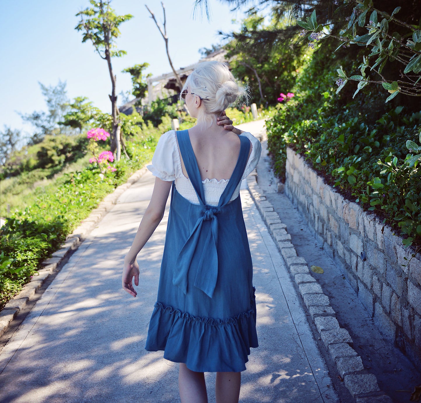 Linen Pinafore Dress - Women Apron Dress - Organic Cotton Dress - Adjust Freely - Natural Fabric